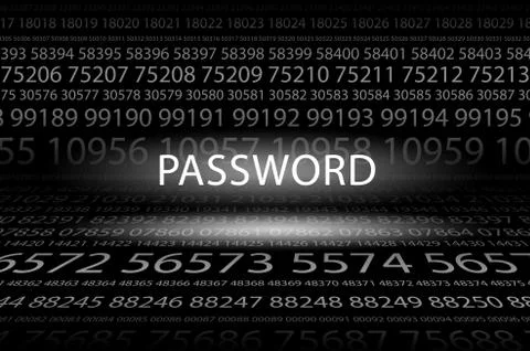 Abstract background image of black space from a set of rows of five-digit whi Stock Illustration