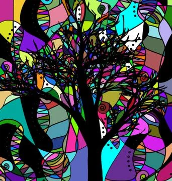 Abstract background image of the colored chaos and tree Stock Illustration