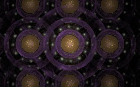 Abstract background image of concentric violet circles with a yellow center Stock Illustration