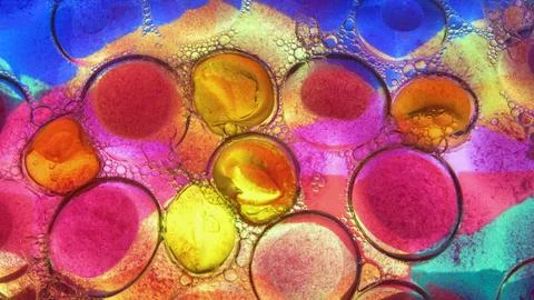 Abstract background image for PC desktop with flying bubbles on colorful back Stock Illustration