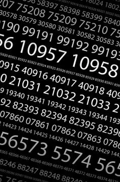 Abstract background image of a set of consecutive five-digit white numbers of Ilustración de archivo