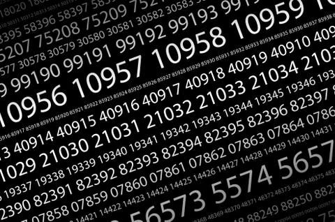 Abstract background image of a set of consecutive five-digit white numbers of Ilustración de archivo