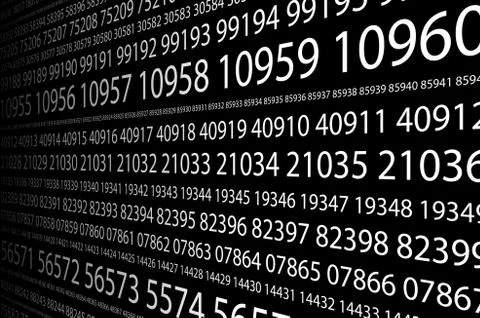 Abstract background image of a set of consecutive five-digit white numbers of Illustrazione stock