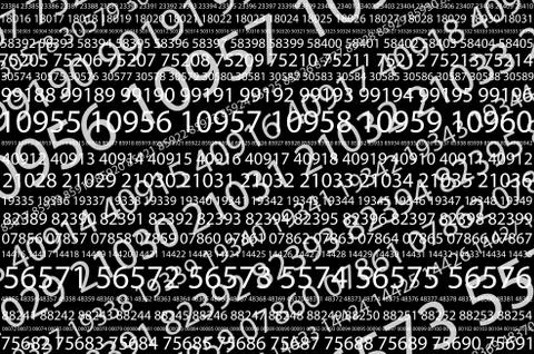 Abstract background image of a set of consecutive five-digit white numbers of Illustrazione stock