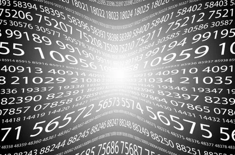 Abstract background image of a set of distorted five-digit white numbers of d Ilustración de archivo
