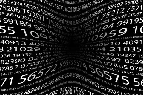 Abstract background image of a set of distorted five-digit white numbers of d Ilustración de archivo