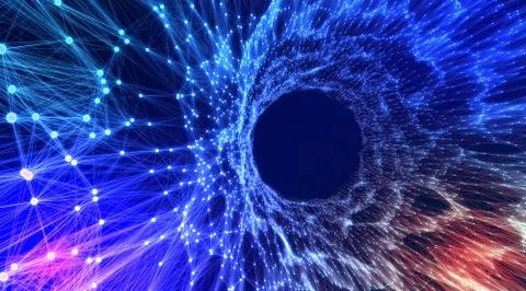 Abstract background imitating tunnel of points and lines Stock Photos