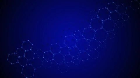 Abstract background with interconnected hexagonal network pattern diagonall.. Vídeos de archivo 329940561