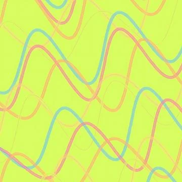 Abstract Background with Intersecting Wavy Pastel Lines on Lime Green Stock Illustration