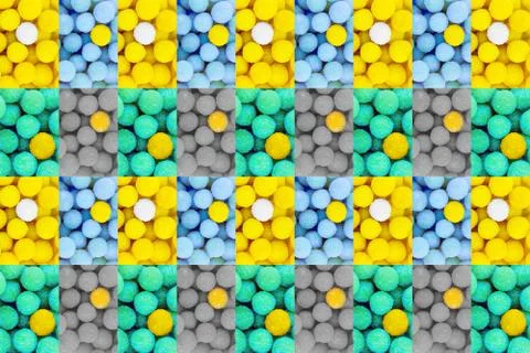 Abstract background intertwined panel mint green balls candy lemon tinted con Stock Photos