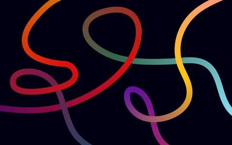 Abstract background with intertwining multicolored light ribbons on dark ma.. 스톡 일러스트