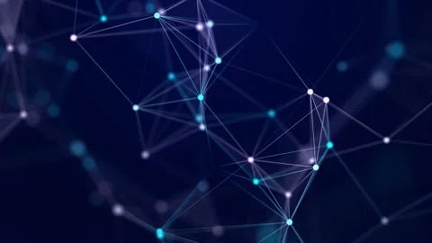 Abstract background with interweaving of colored lines and dots. Stock Footage 267713647