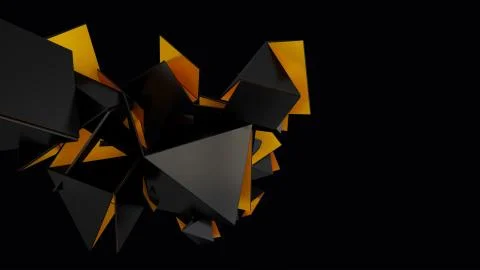 Abstract background with isolated three-dimensional element of black triangle イラスト素材