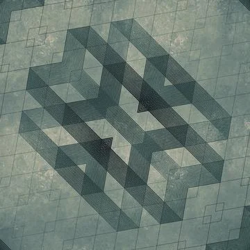 An abstract background with an isometric 3D shape in a vintage style 3d Stock Illustration