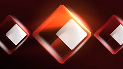 Abstract background landing page, glass geometric shapes with glowing neon light Stock Illustration