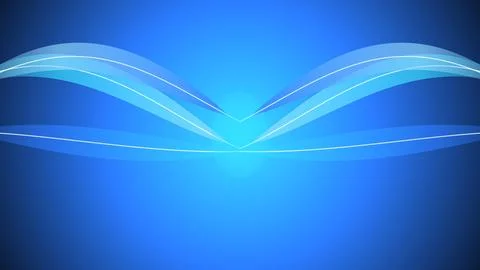 Abstract background, with layered blue, flowing ribbons and, a central glow.. Stock Illustration