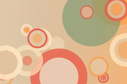 Abstract background of layered circular bubble shapes in warm pastels, feat.. Stock Illustration