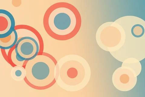 Abstract background of layered circular rings and bubble shapes in warm pas.. 스톡 일러스트