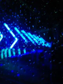 Abstract background with LED light and water streaks on the glass Stock Photos