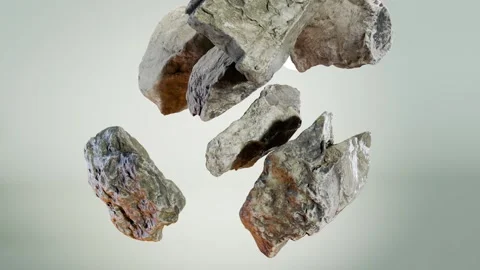 Abstract background with levitating stones rocks cobblestone, asteroid meteorite Video stock 263562828