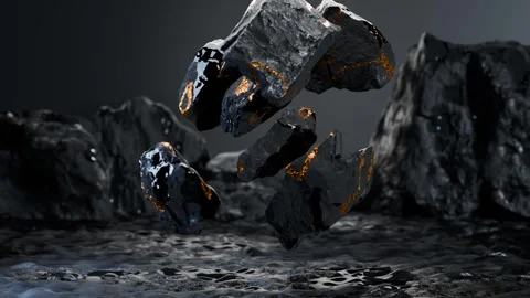 Abstract background with levitating stones rocks cobblestone, asteroid meteorite Video stock 264645699