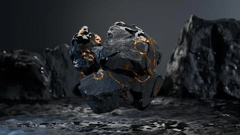 Abstract background with levitating stones rocks cobblestone, asteroid meteorite Stock Illustration