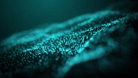 Abstract background with light blue waves made of glittering particles Stock Footage 252485871