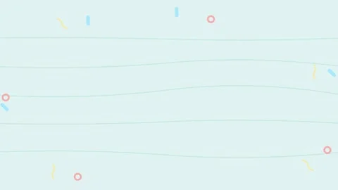 Abstract background with light blue wavy lines and small colorful shapes Видео 338310641