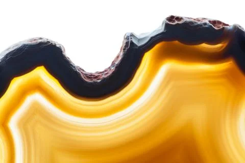 Abstract background - light brown agate slice mineral isolated on white backg Stock Photos