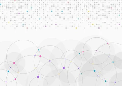Abstract background light gray white pixel data and circle digital transfer Stock Illustration