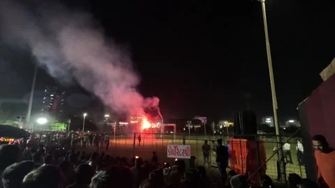 Abstract background of light in the night carnival firecrackers show Stock Footage 290490022