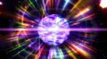 Abstract background, light rays, shining sphere and particles. HD Footage