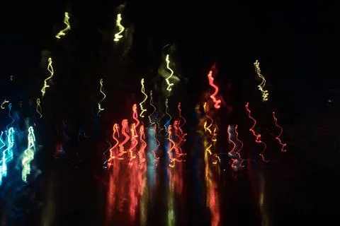 Abstract background of light trails at night Stock Photos