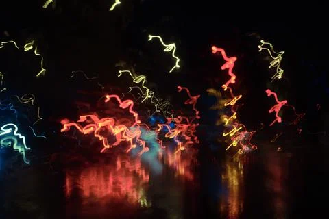 Abstract background of light trails at night Stock Photos