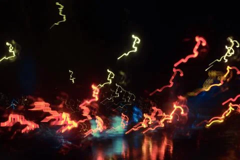 Abstract background of light trails at night Stock Photos