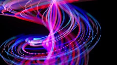 Abstract background with light trails, stream of red blue neon lines in space Stock Illustration