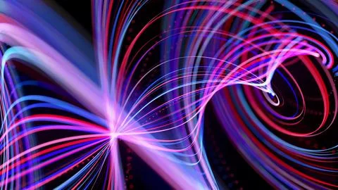 Abstract background with light trails, stream of red blue neon lines in space Stock Illustration