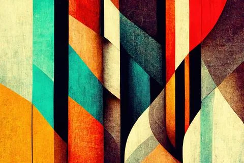 Abstract background with lines and rounded shapes in trend colors Stock Illustration