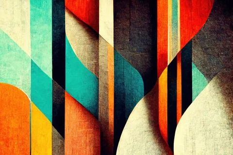 Abstract background with lines and rounded shapes in trend colors Stock Illustration