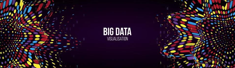 Abstract background with lines array and binary code. Data array visual conce Stock Illustration