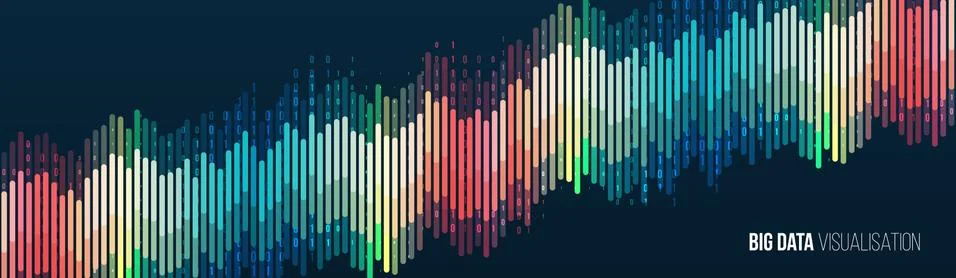 Abstract background with lines array and binary code. Connection structure. D Stock Illustration