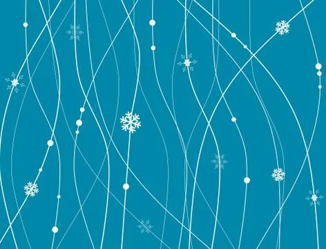 Abstract background with lines, dots and snowflakes Stock Illustration