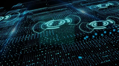 Abstract background with lines from points and light. Motion graphics technol Stock Footage 85415765