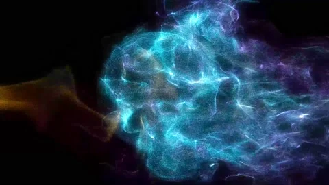 Abstract background liquid energy particles flow colliding mixing sphere Video stock 196863886