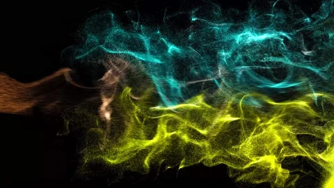 Abstract background liquid energy particles flows colliding mixing Video stock 197359743