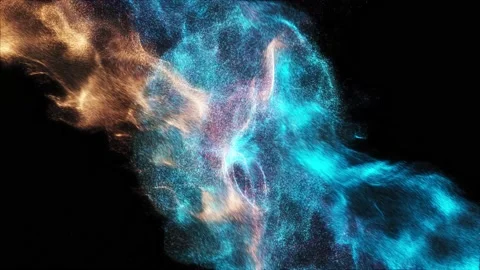 Abstract background liquid energy particles flows colliding sphere 스톡 동영상 197506390