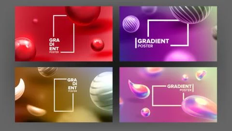 Abstract Background Liquid Fluid Set Vector. Curve Minimalism. Decoration Smooth Stock Illustration