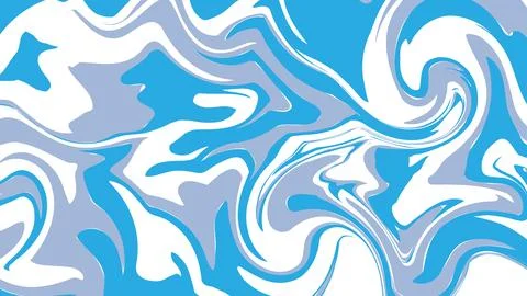 Abstract Background Liquid Marble Texture in Vibrant Blue and White Colors Stock Illustration
