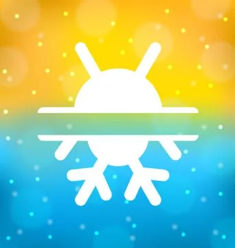 Abstract background with logo of symbol climate balance - sun and snowflake Stock Illustration