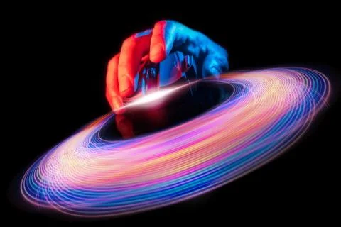 Abstract background of long explosure tale light with gaming mouse Stock Photos